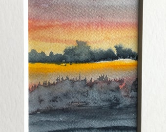 eigenARTen Original Aquarell - Sonnenuntergang - Landschaft - Bild
