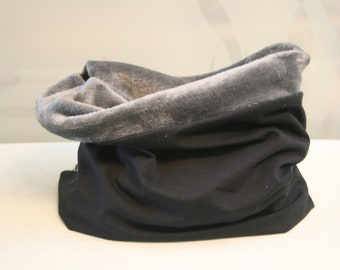 NEW Beautiful round scarf loop women's men's jersey black plain fleece XL