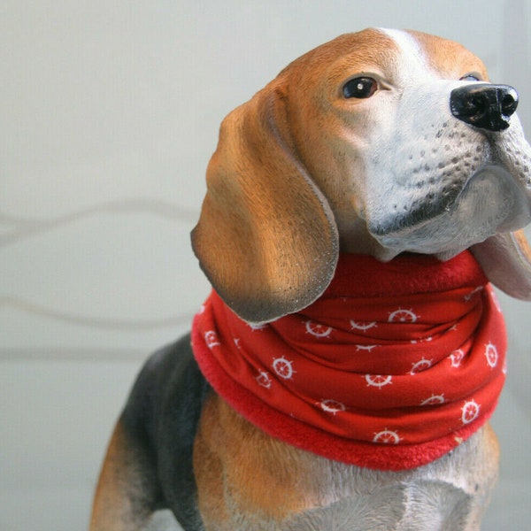 Kuscheliger Rundschal Loop für Hunde Jersey mit Fleece  muster Steuer/ Rad Rot Weiß