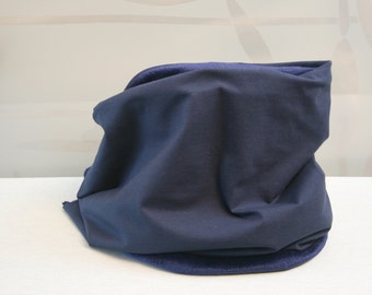 NEW Beautiful round scarf loop women's men's jersey blue dark blue plain fleece XL