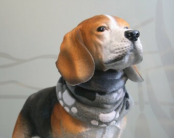 Cozy round scarf dog scarf dog fleece loop for dogs fleece scarf paws gray black white fleece soft fleece warm