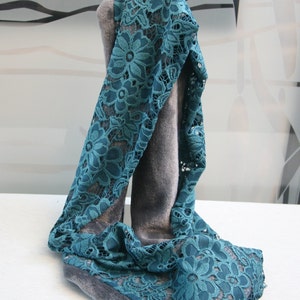 NEW Beautiful round scarf wellness fleece jersey lace loop scarf winter women men fleece petrol 140 cm new