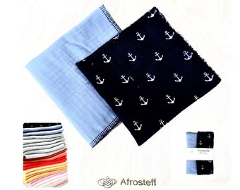 Muslin fabric handkerchiefs set of 2 in various colors