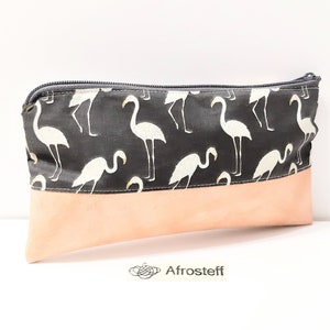 Pencil case, cosmetic bag with flamingos image 1