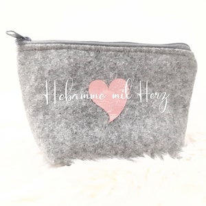 Cosmetic bag midwife with felt heart image 1