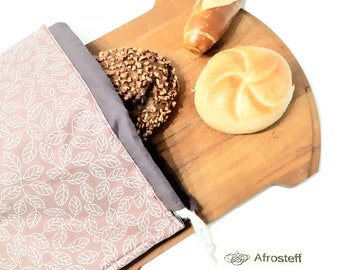 Cotton bread bag with drawstring