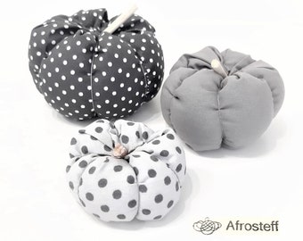 Set of 3 fabric pumpkins, autumnal decorative pumpkins