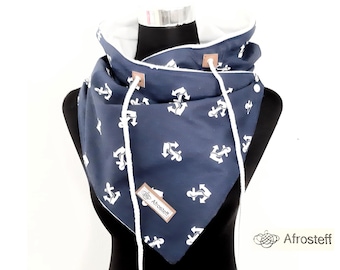 Lace-up scarf anchor, changing scarf with fleece