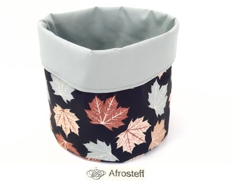Autumn fabric basket with maple leaves