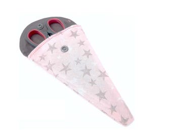 Scissors case, scissors bag pink with stars