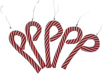 5er Set Zuckerstangen aus Stoff, Christbaumschmuck