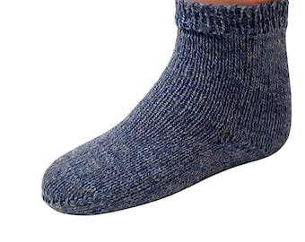 Kindersocken Gr. 28/29, handgestrickt blau meliert