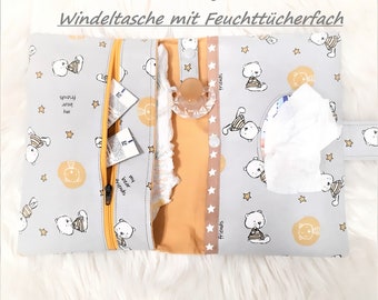 Sewing instructions for a diaper bag with a wet wipes compartment, written in German!
