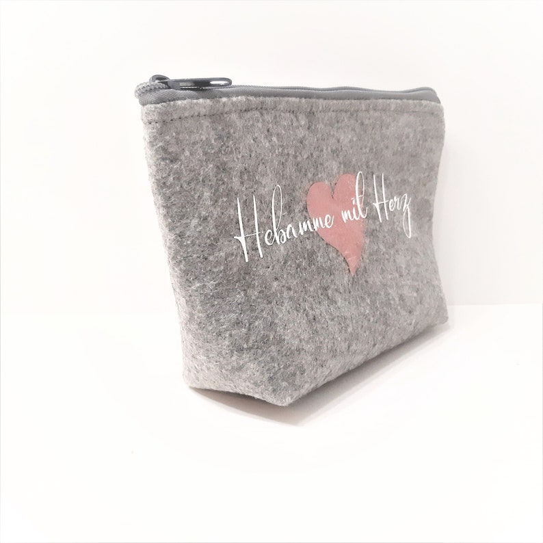 Cosmetic bag midwife with felt heart image 3