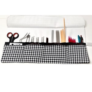 Knitting and crochet needle case, needle roller houndstooth image 2