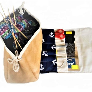 sac fait main, sac de projet, sac de plage, sac à tricoter, sac de laine image 1
