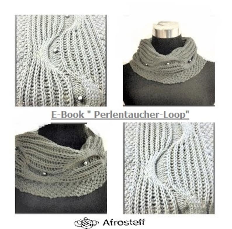 Strickanleitung Loop Perlen Taucher/ Strickloop, Strickschal, Wollschal, Loop gestrickt,Loop mit Perlen, Schlauchschal mit Perlen Bild 1