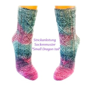 Sock knitting pattern &quot;Small Dragon tail&quot; written in German