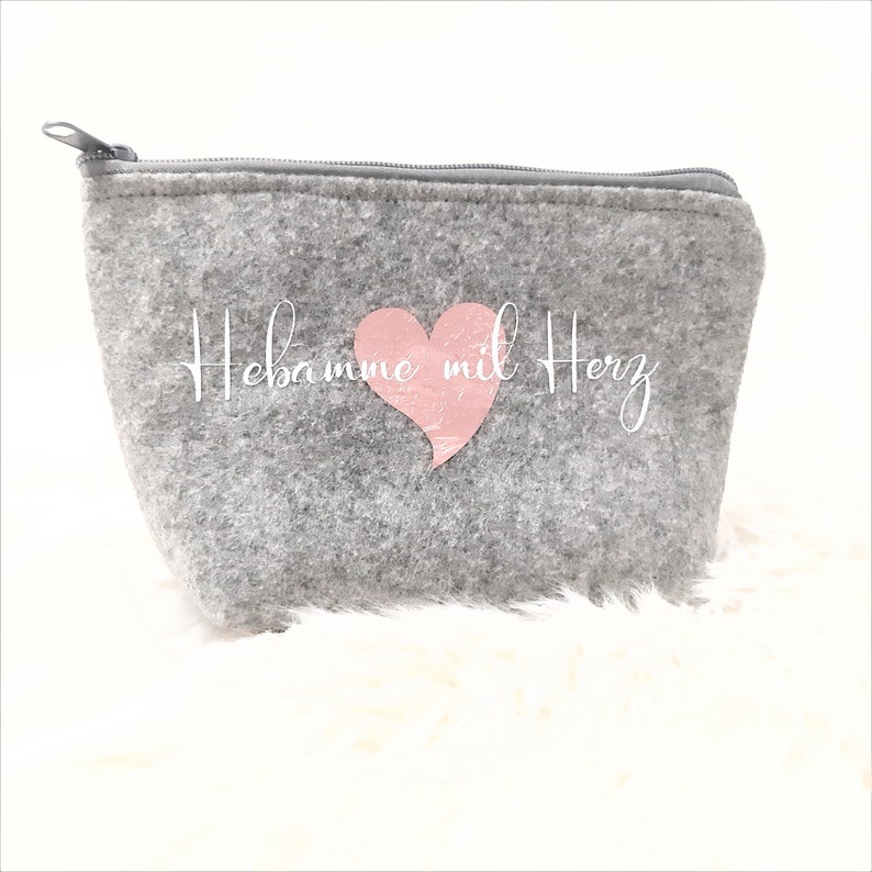Cosmetic bag midwife with felt heart image 5