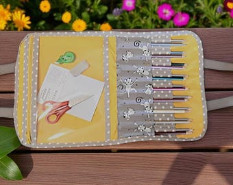 Pencil case, brush case with divided compartments and transparent zippered compartment