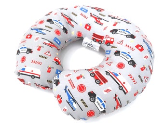 Neck pillow for children printed with rescue vehicles