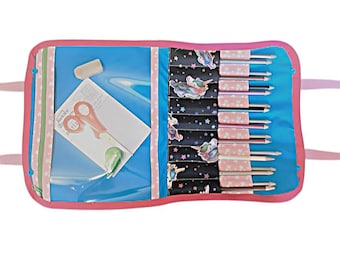 Pencil case, brush case with divided compartments and transparent zippered compartment