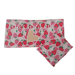 Bauch- und Brustwickel Set mit Wärmekissen rosa mit Erdbeeren