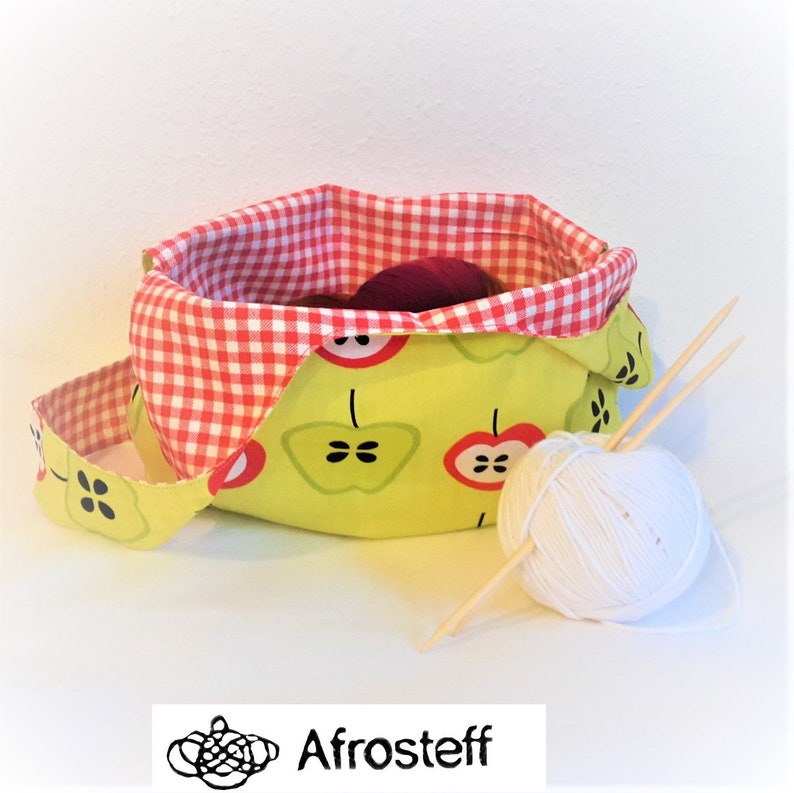 knitting bag fabric bag handmade bag market bag Sewn Project bagKnotentasche reversible Wollkorb shopping bag