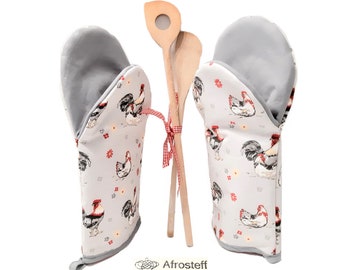 Oven gloves set of 2 "Chickens", oven gloves