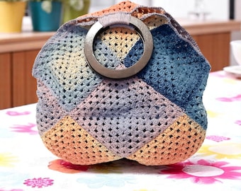 Umhängetasche, Häkeltasche, Shopper, Granny Square Tasche
