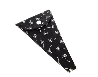 Black scissor case with dandelion design, scissor pouch