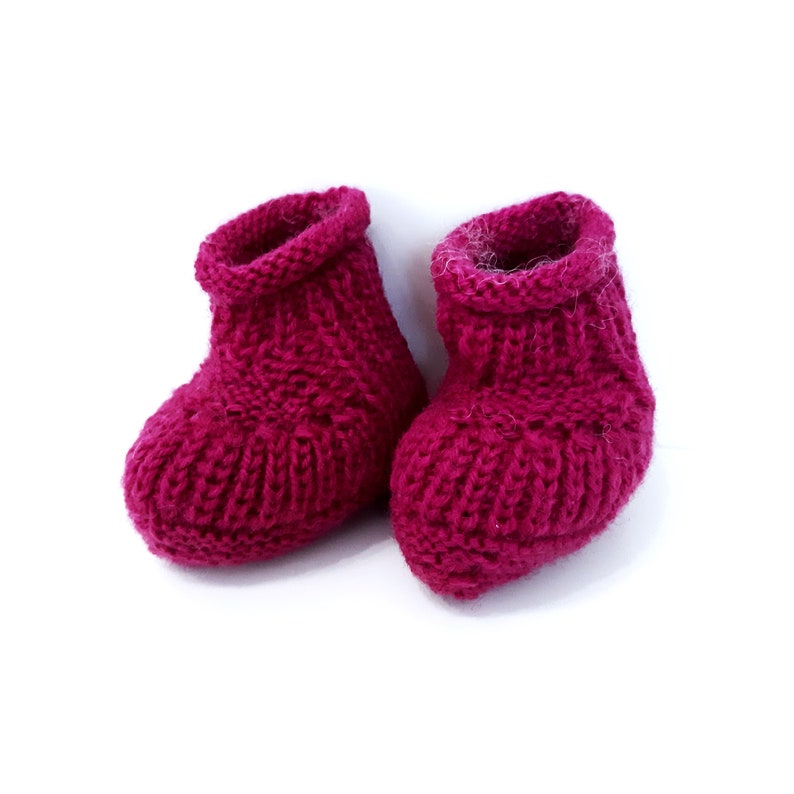 Babysöckchen, gestrickte Babyschuhe von 0-3 Monate in Pink Bild 1