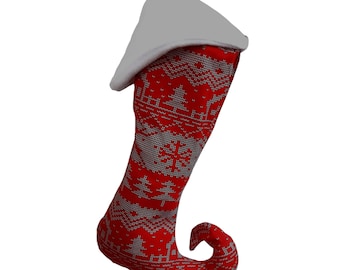 Elfensocke, Kaminsocke mit Norweger Muster Print, genäht zum befüllen