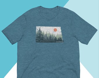 Uniseks shirt met noodlijdende pijnbomen North Dakota