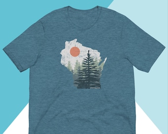 Wisconsin Pine Trees Distressed Unisex Shirt