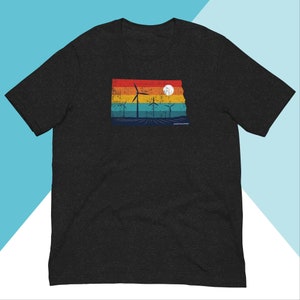 North Dakota Rural Retro Windmill Sunset Unisex Shirt