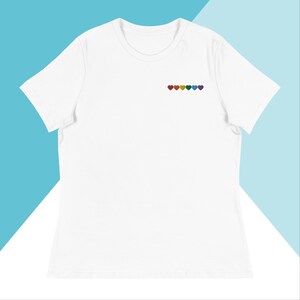 Pride Rainbow Embroidered Heart Women&#39;s Shirt