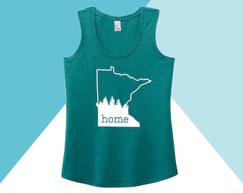 Minnesota Home Pine Trees State Shape Women's Racerback Tank