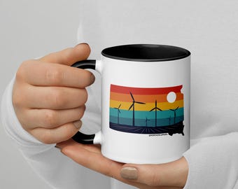 South Dakota Rural Retro Windmill Sunset Ceramic Mug