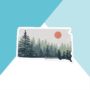 South Dakota Distressed Pine Trees Vinyl Sticker