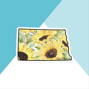 North Dakota Watercolor Sunflower Vinyl Sticker