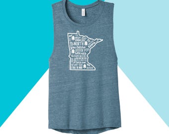 Minnesota Phrase Saying Women's Muscle Tank