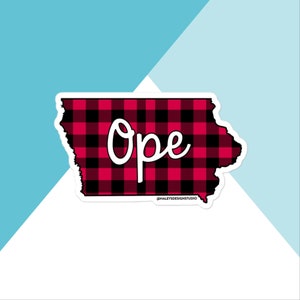Ope Iowa Buffalo Plaid Vinyl Sticker