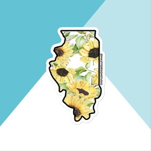 Illinois Watercolor Sunflower Vinyl Sticker