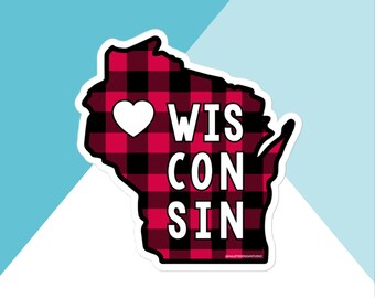 Wisconsin Buffalo Plaid Vinyl Sticker