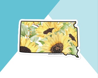 South Dakota Watercolor Sunflower Vinyl Sticker