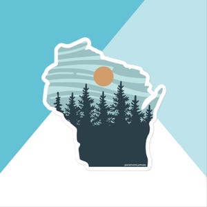 Wisconsin Pastel Pine Trees Vinyl Sticker
