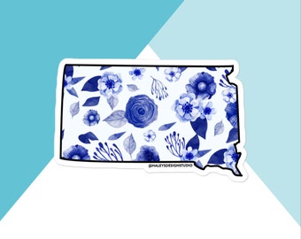 South Dakota Watercolor Flowers Vinyl Sticker