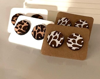 Animal Print Leopard Stud Earrings