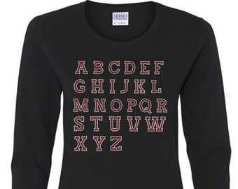Camisa de manga comprida personalizada com strass: camiseta personalizada com brilho